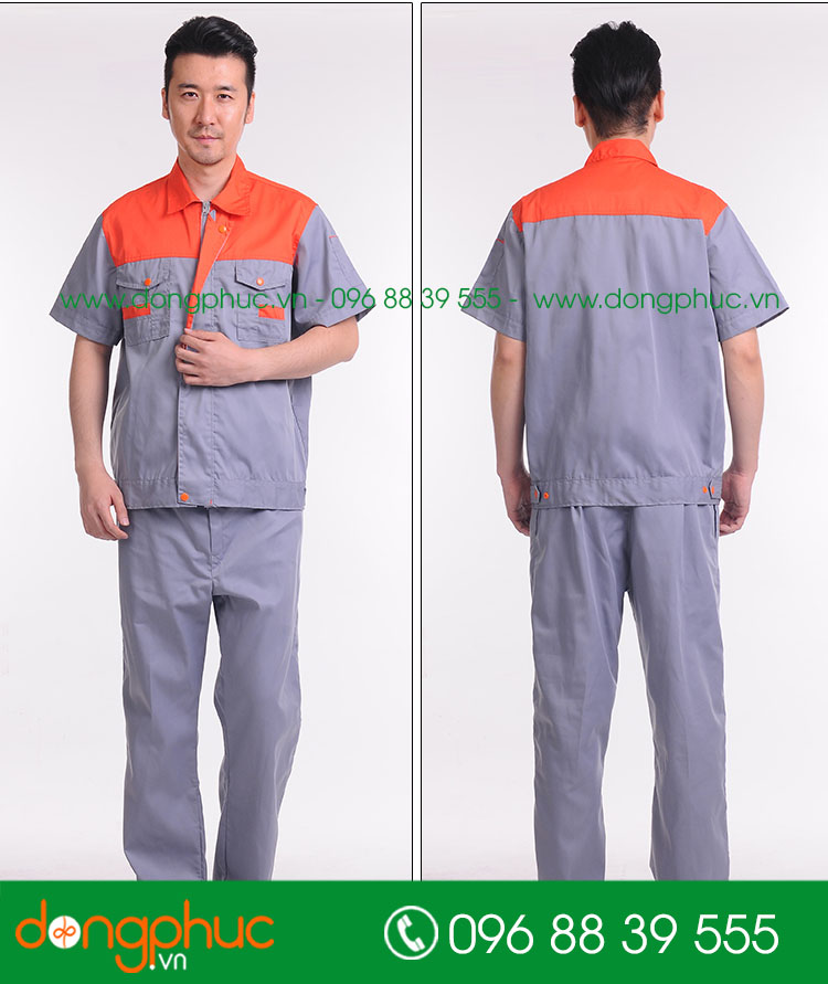 Mẫu bảo hộ màu ghi phối cam cộc tay